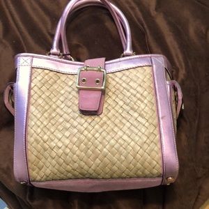 Coach pink straw bag